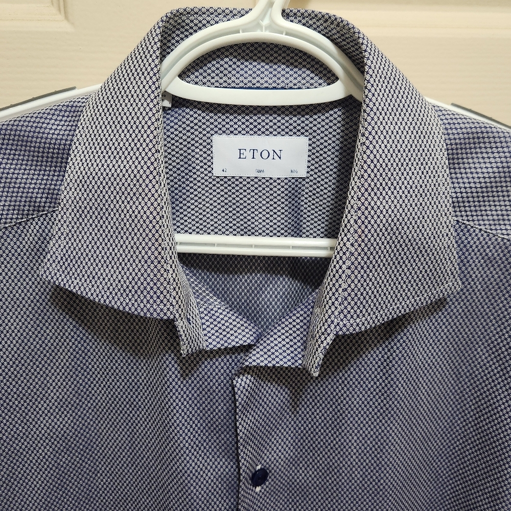 Eton Men's Blue Patterned Shirt